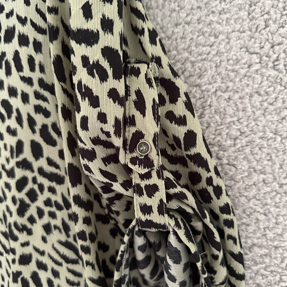 Umgee Womens Tunic Mini Dress Small Olive‎ Green Black Animal Print 3/4 Sleeve - Picture 9 of 10